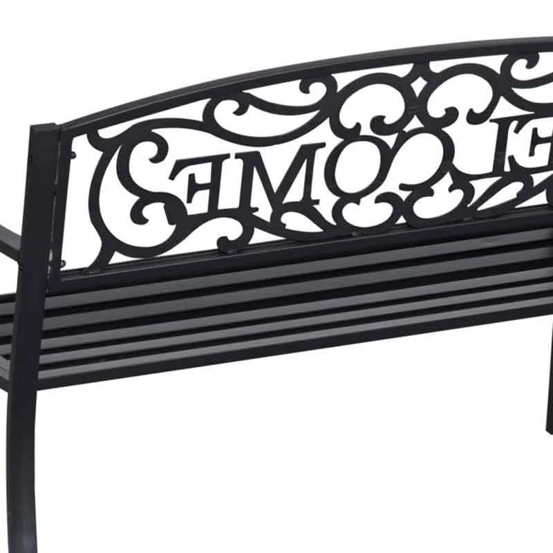 Outsunny 2 Seater Steel Garden Bench 1260x600x850mm - Black - 840-037 - Image 8