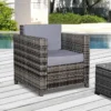 Outsunny Rattan Garden Armchair Sofa - Grey - 841-008V70