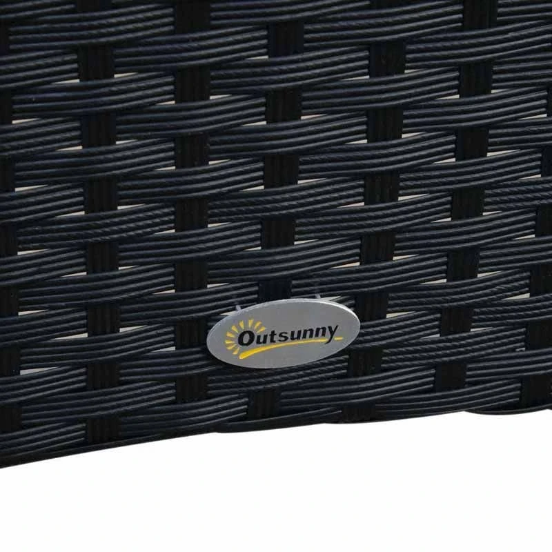 Outsunny 6-Seater Rattan Dining Patio Table And Chairs Set With Cushion - Black & Cream - 841-071 - Image 9