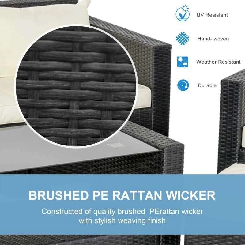 Outsunny 7-Seater Rattan Garden Furniture Set - Grey/Cream - 841-159 - Image 5