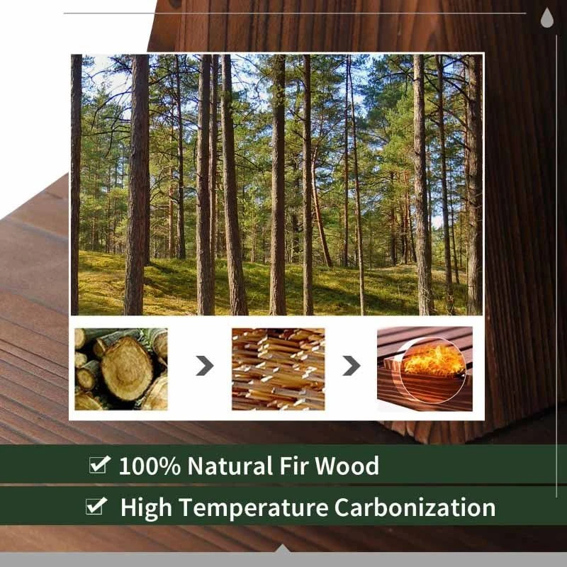 Outsunny 2 Tier Wooden Garden Water Feature - Brown - 844-097 - Image 4