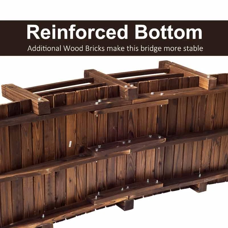 Outsunny Décor Wooden Garden Bridge With Railings 152.5L X 67W X 48Hcm - Brown - 844-132 - Image 6