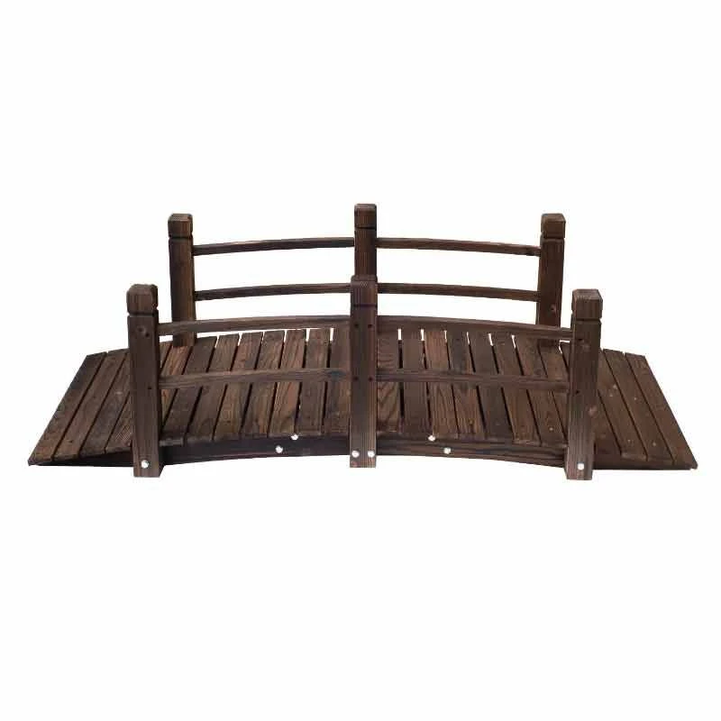 Outsunny Décor Wooden Garden Bridge With Railings 152.5L X 67W X 48Hcm - Brown - 844-132 - Image 9