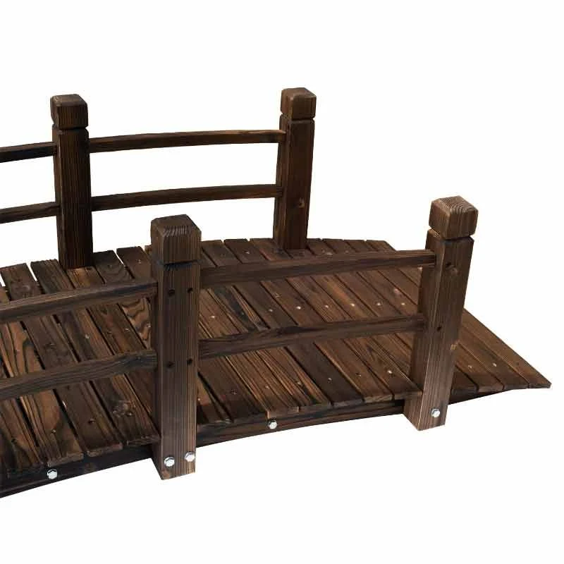 Outsunny Décor Wooden Garden Bridge With Railings 152.5L X 67W X 48Hcm - Brown - 844-132 - Image 10