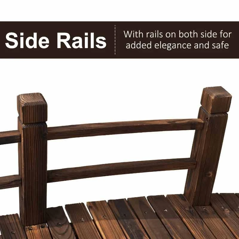 Outsunny Décor Wooden Garden Bridge With Railings 152.5L X 67W X 48Hcm - Brown - 844-132 - Image 5