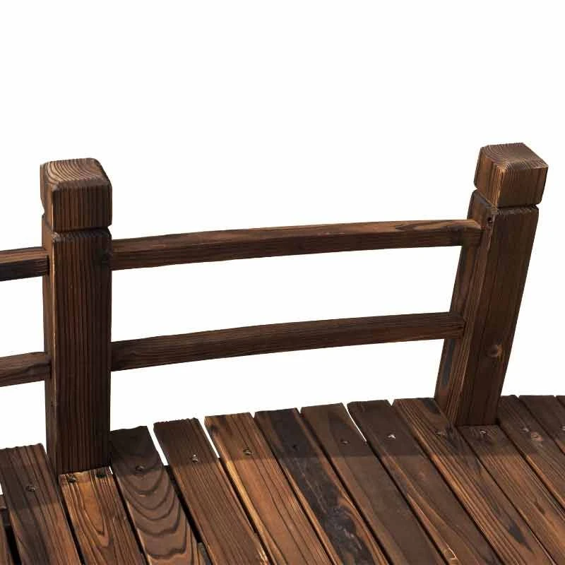 Outsunny Décor Wooden Garden Bridge With Railings 152.5L X 67W X 48Hcm - Brown - 844-132 - Image 7