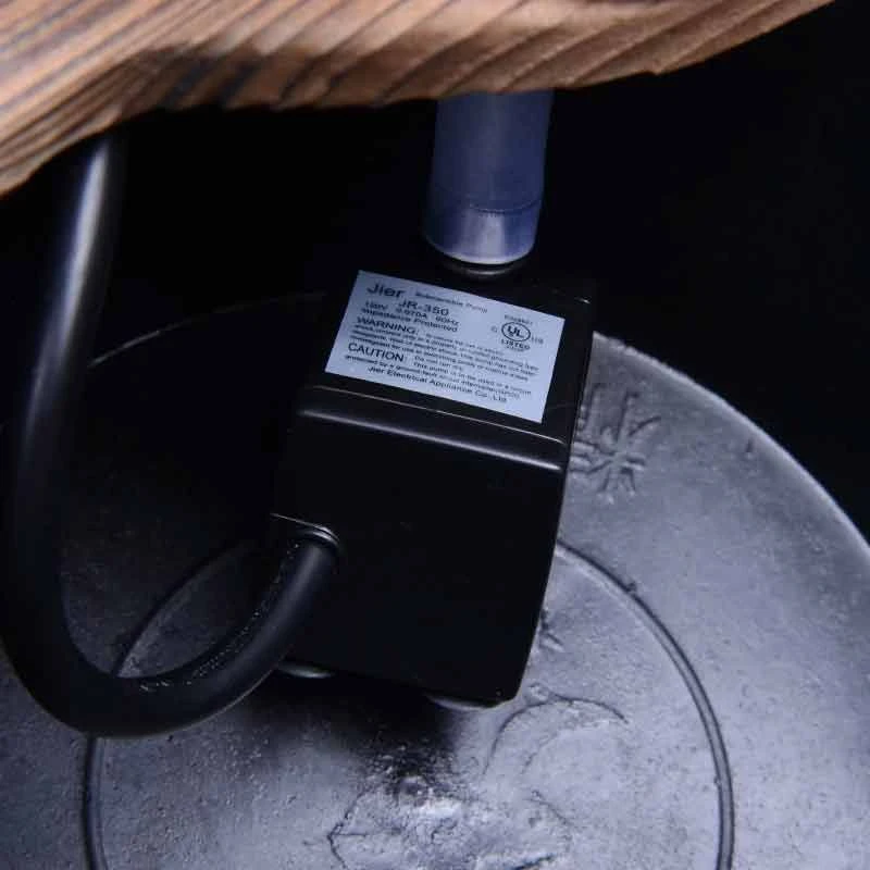 Outsunny Fir Wood Barrel Pump Water Feature With Flower Planter 27x37Hcm - Brown - 844-217V01 - Image 5