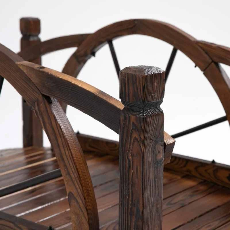 Outsunny 1.5m Wooden Garden Bridge With Safety Guardrail - Brown - 844-444 - Image 7