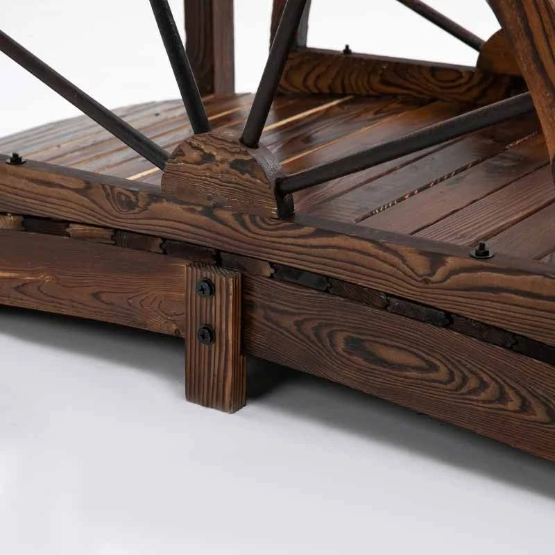 Outsunny 1.5m Wooden Garden Bridge With Safety Guardrail - Brown - 844-444 - Image 8