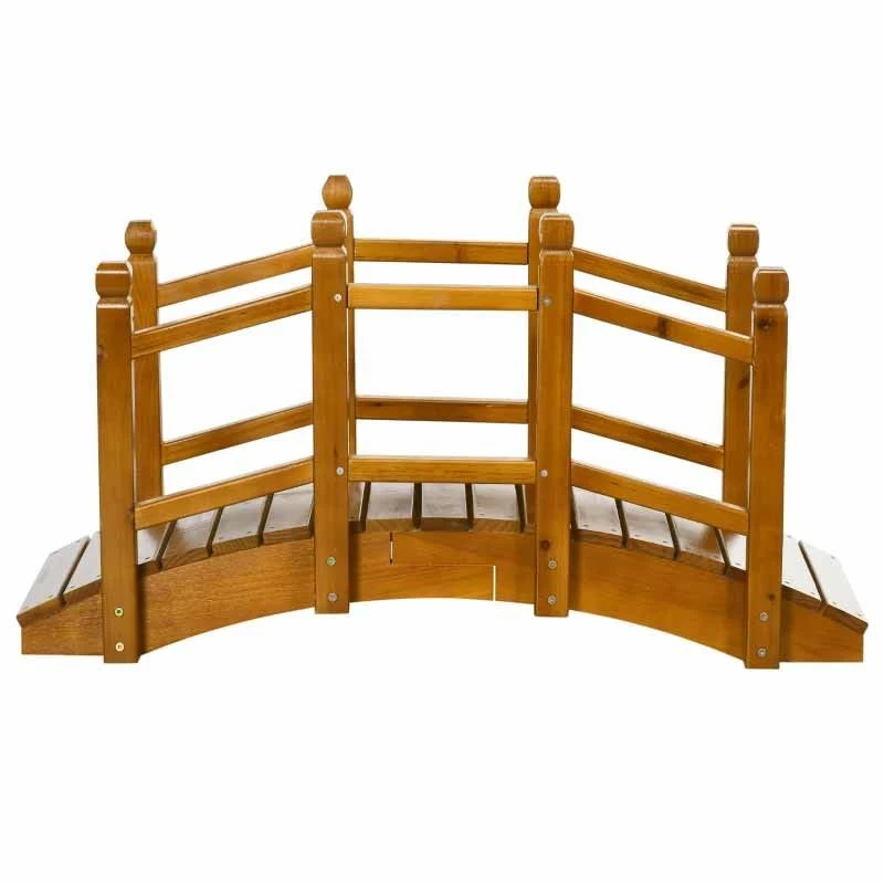 Outsunny Wooden Garden Bridge With Safety Railings - Brown - 844-616V00BN - Image 7