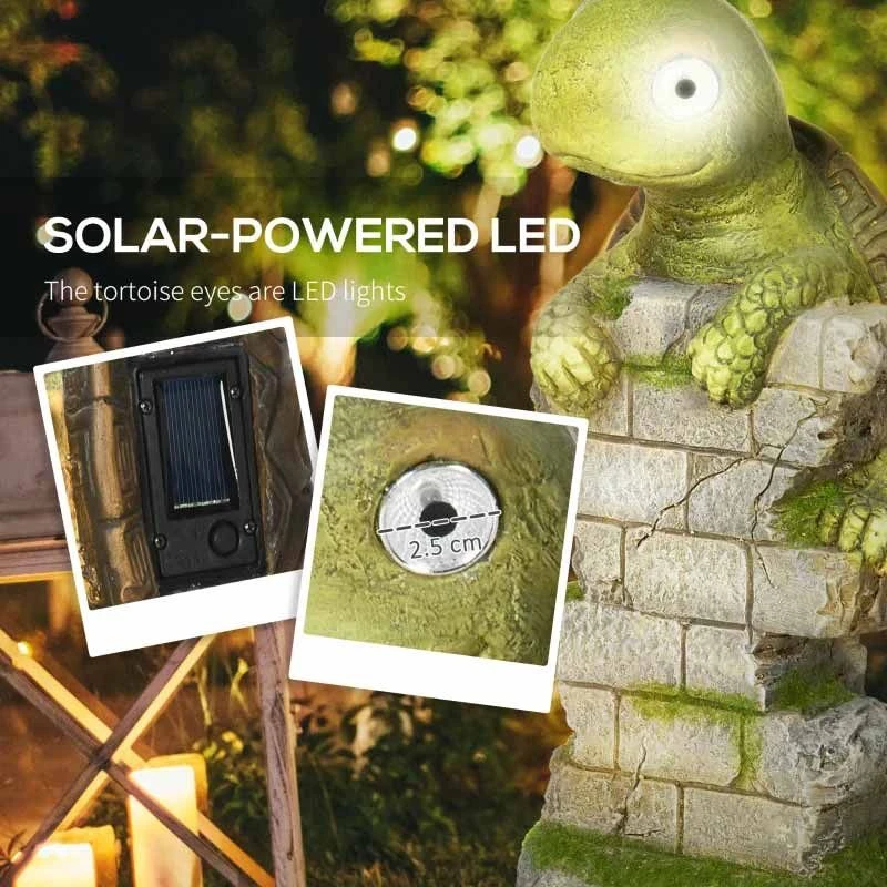Outsunny Vivid Tortoise Garden Ornament With Solar LED Light - Green - 844-662V00MX - Image 5