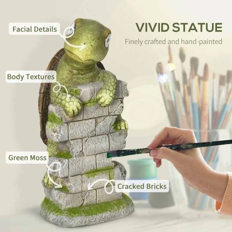Outsunny Vivid Tortoise Garden Ornament With Solar LED Light - Green - 844-662V00MX - Image 4