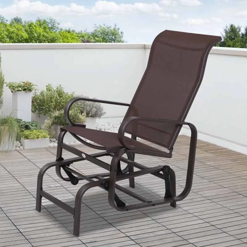 Outsunny Outdoor Garden Rocking Chair - Steel - Grey - 84A-009 - Image 10