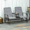 Outsunny 2-Seat Metal Texteline Garden Rocking Chair - Grey - 84A-011
