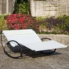 Outsunny Double Rocking Sun Lounger - White - 84A-027