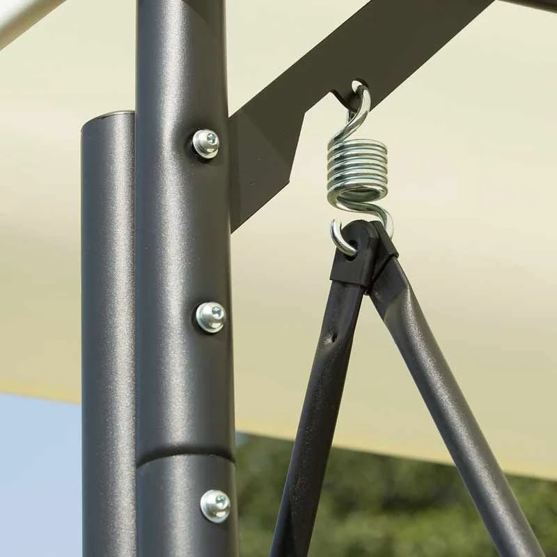 Outsunny 2 In 1 Canopy Swing Chair - Beige And Black - 84A-031 - Image 3