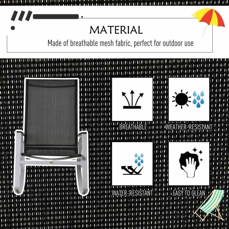 Outsunny Garden Rocking Chair - Black/Silver - 84A-037 - Image 5