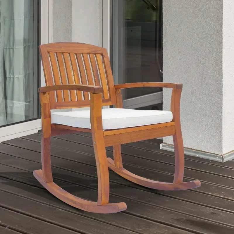 Outsunny Garden Rocking Chair - Wooden - White - 84A-047 - Image 8
