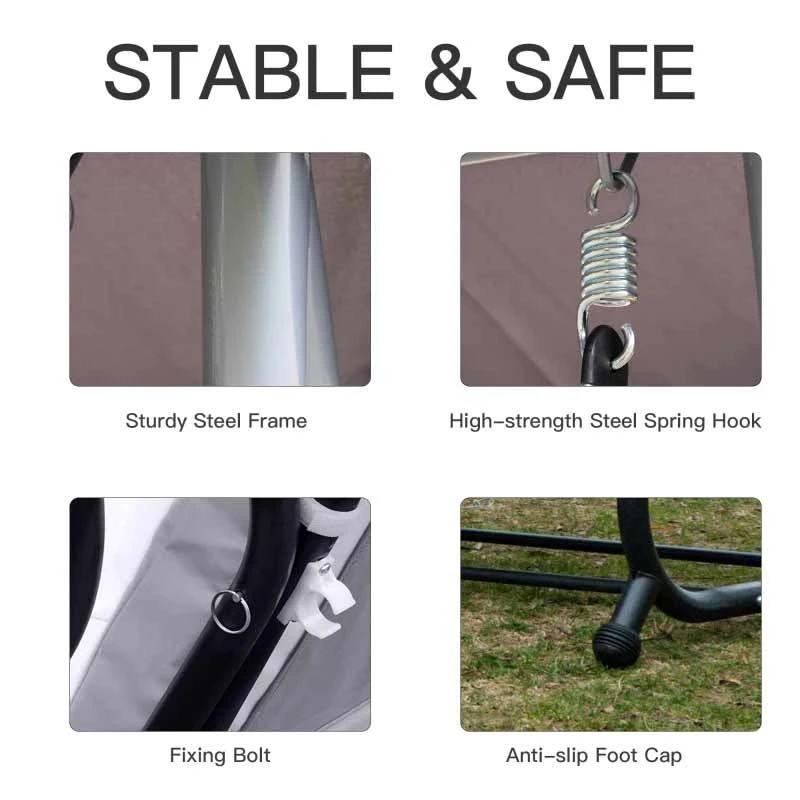 Outsunny 3-Seater Swing Chair With Pillows - Grey - 84A-051GY - Image 7