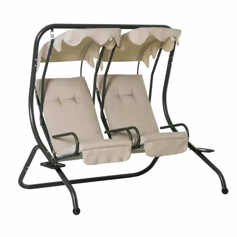 Outsunny 2-Seater Separate Swing Chair - Beige - 84A-052 - Image 2