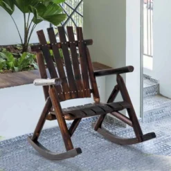 Outsunny Wooden Garden Rocking Chair - Brown-84A-065