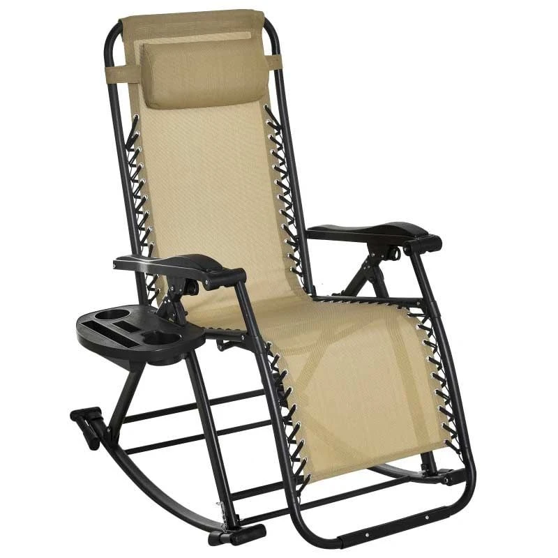 Outsunny Steel Garden Rocking Chair - Beige - 84A-080CW - Image 10