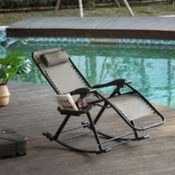 Outsunny Steel Garden Rocking Chair - Grey - 84A-080GY
