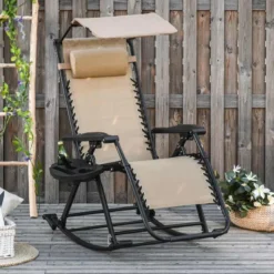 Outsunny Rocker Sun Lounger Chair - Beige - 84A-080V01CW