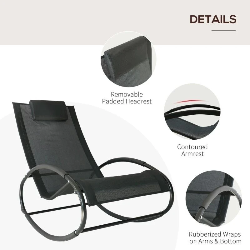 Outsunny Garden Rocking Chair - Black - 84A-090 - Image 5