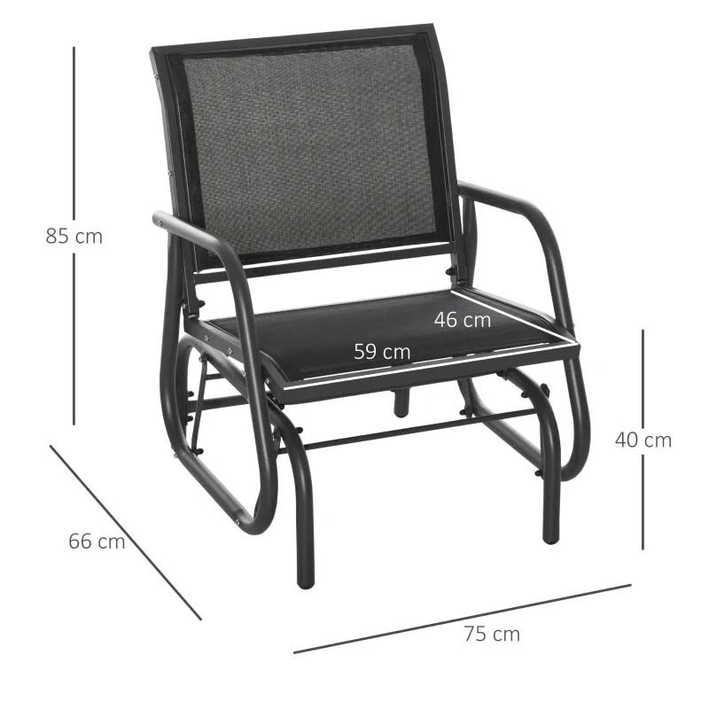 Outsunny Garden Rocking Chair - Black - 84A-148 - Image 3