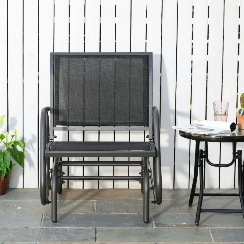 Outsunny Garden Rocking Chair - Black - 84A-148 - Image 8