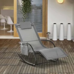 Outsunny Mesh Garden Rocking Chair - Grey - 84A-160V70CG