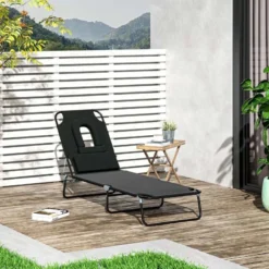 Outsunny Reclining Sun Lounger - Black - 84B-002BK