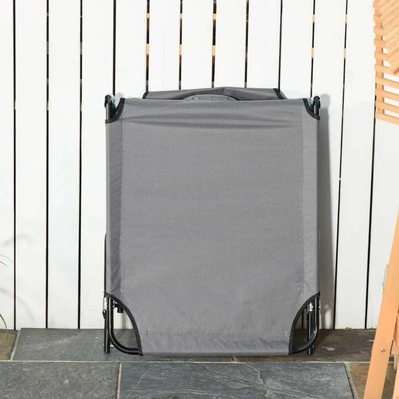 Outsunny Reclining Sun Lounger With Pillow - Grey - 84B-002CG - Image 7