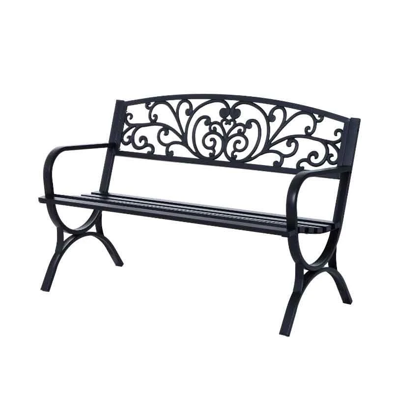 Outsunny Powder Coated Steel Garden Bench 1270x600x850mm - Black - 84B-009 - Image 2