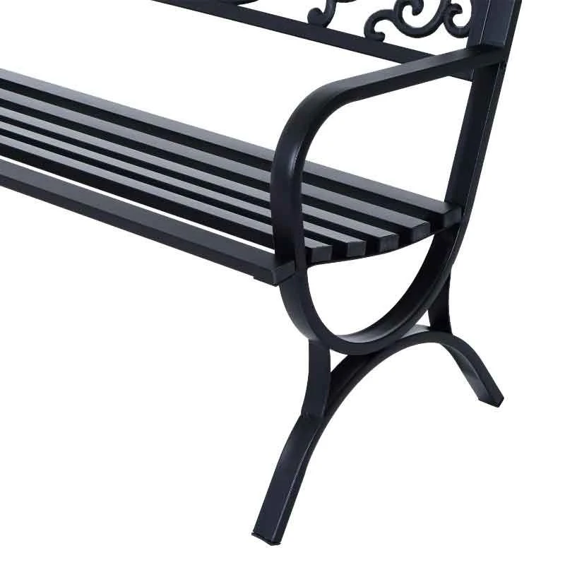 Outsunny Powder Coated Steel Garden Bench 1270x600x850mm - Black - 84B-009 - Image 7