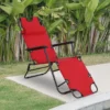 Outsunny Reclining Sun Lounger With Pillow - Red- 84B-043RD