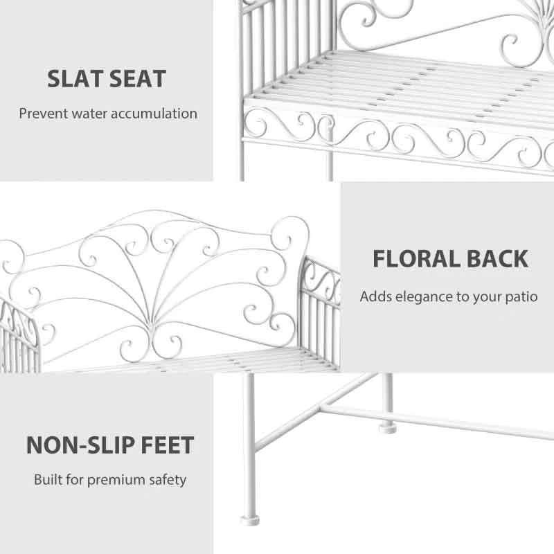 Outsunny Heavy-Duty Garden Bench - White - 84B-077 - Image 5