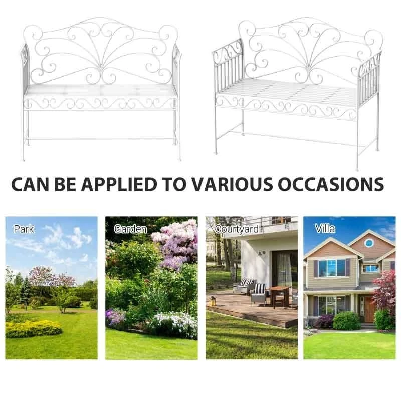 Outsunny Heavy-Duty Garden Bench - White - 84B-077 - Image 6