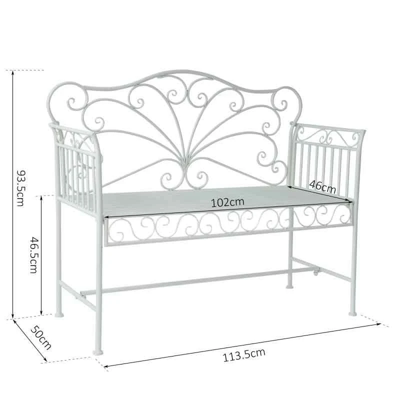 Outsunny Heavy-Duty Garden Bench - White - 84B-077 - Image 3