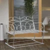 Outsunny Iron Rocking Garden Bench - White - 84B-078
