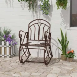 Outsunny Metal Garden Rocking Chair - Bronze - 84B-080