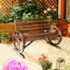 Outsunny Wooden Wagon Wheel 2-seater Garden Bench - Brown - 84B-183