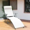 Outsunny Reclining Sun Lounger With Pillow - White - 84B-184CW