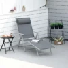 Outsunny Reclining Sun Lounger With Pillow - Grey - 84B-184V02CG