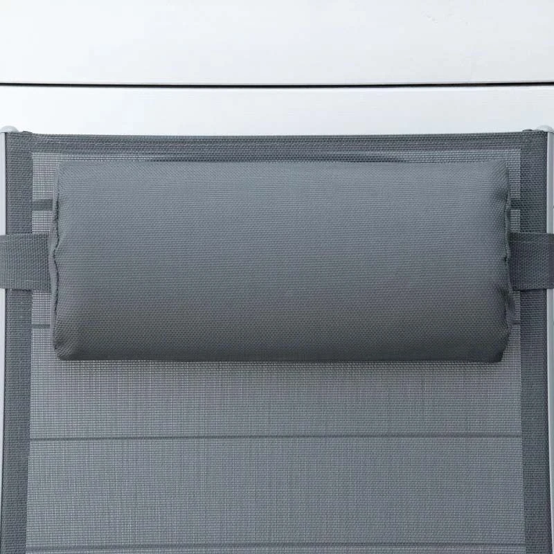 Outsunny Reclining Sun Lounger With Pillow - Grey - 84B-184V02CG - Image 8