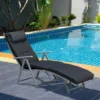 Outsunny Reclining Sun Lounger With Cushion - Black - 84B-184V70BK