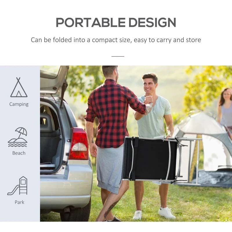 Outsunny Reclining Sun Lounger With Cushion - Black - 84B-184V70BK - Image 6