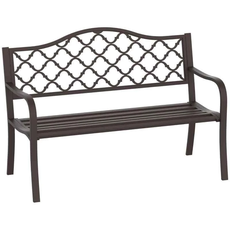 Outsunny 2-Seater Cast Iron Garden Bench - Black - 84B-186 - Image 2