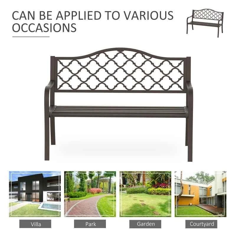 Outsunny 2-Seater Cast Iron Garden Bench - Black - 84B-186 - Image 6